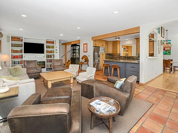 Living area with view of kitchen
