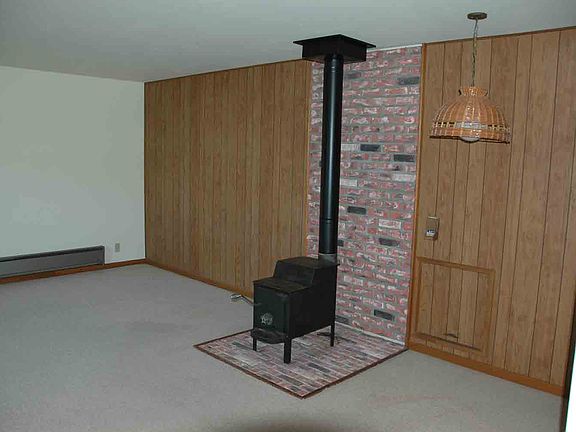 Living room with wood stove