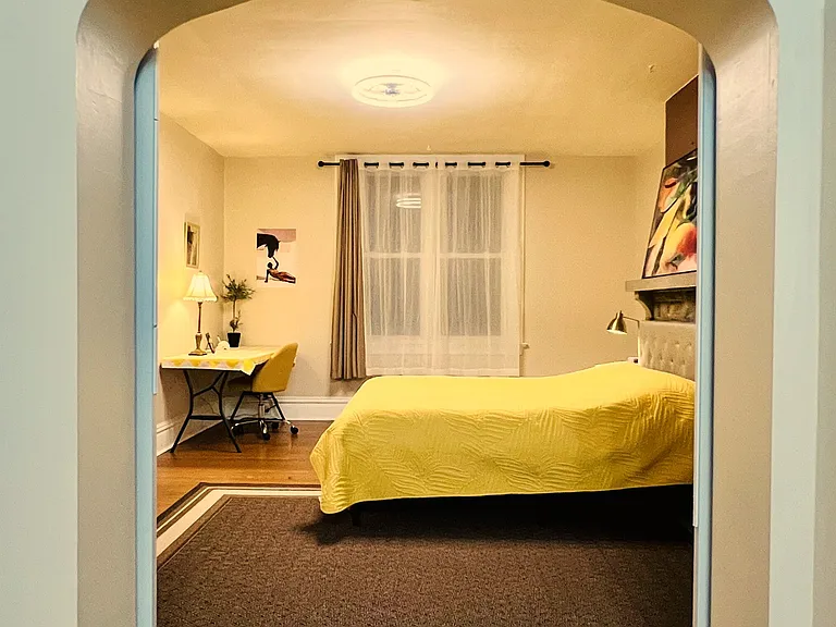Bedroom has both blackout and sheer curtains (included)