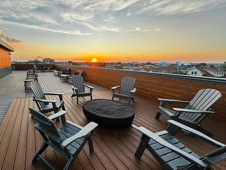 fire pit and movie area