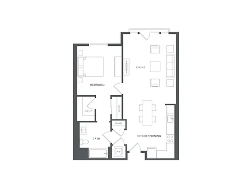 Floor plan 1 Bed/1 Bath-Q-A2