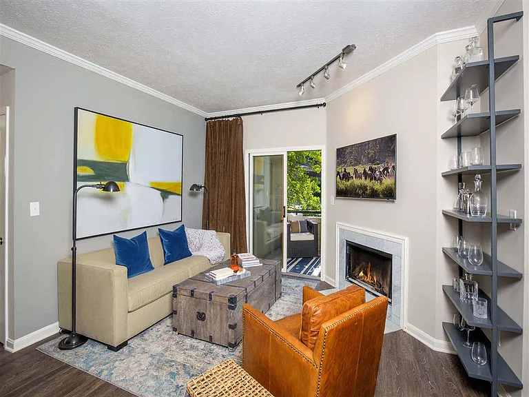 Living room with fireplace