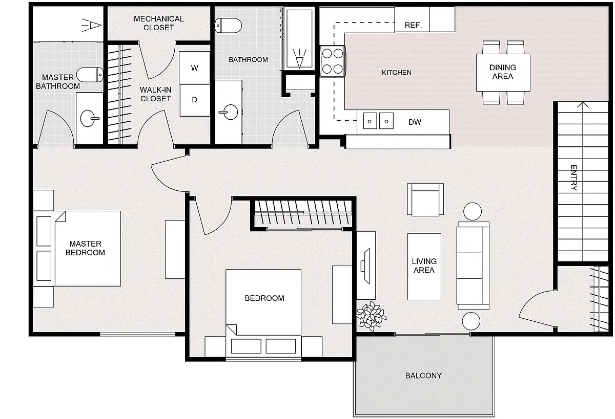 Floor plan 2 Bedroom 2 Bathroom - Upper
