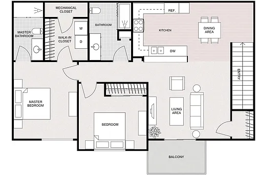 Floor plan 2 Bedroom 2 Bathroom - Upper