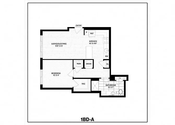 Floor plan 1 Bed/1 Bath-A