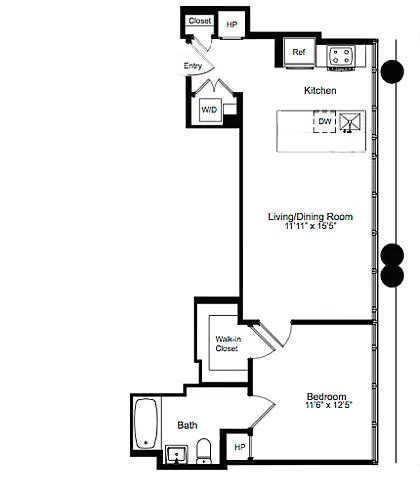 Floor plan One Bedroom F 14