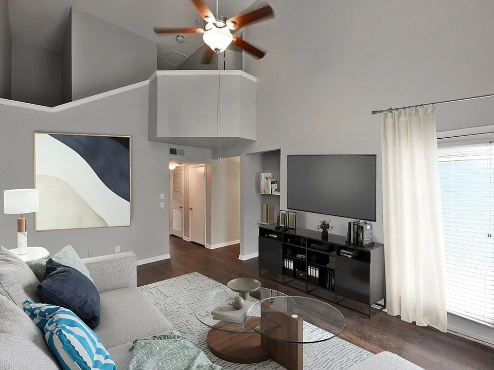 Spacious living room with loft-style layout