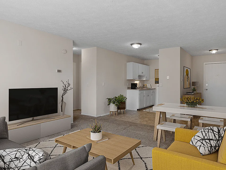 Connected Living and Dining Area