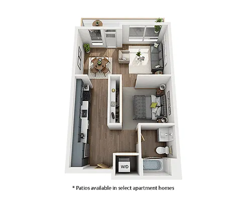 Floor plan One Bedroom A1A-CL1