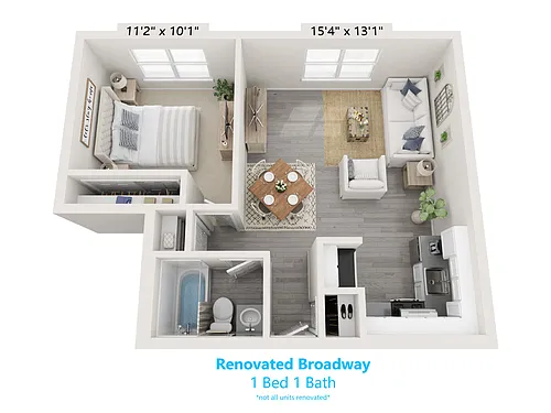 Floor plan 1 Bed 1 Bath A
