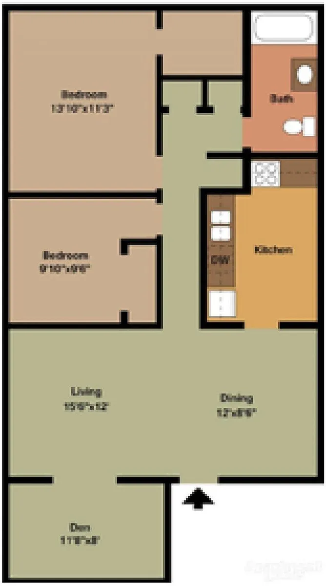 Floor plan TWO BEDROOM WITH DEN