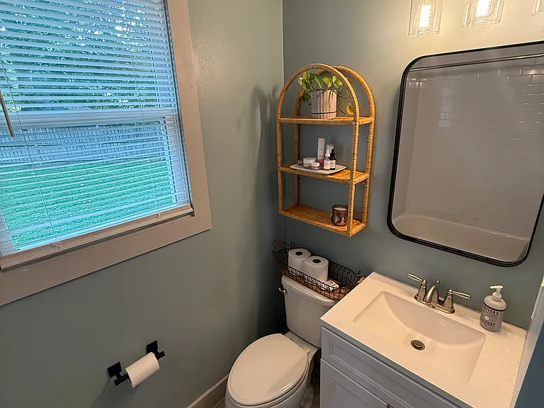 The bathroom walls are being repainted white
