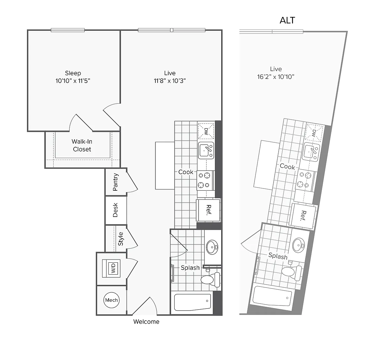 Floor plan 1 BR X 1 BA - I