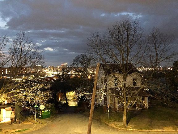 View of city from window