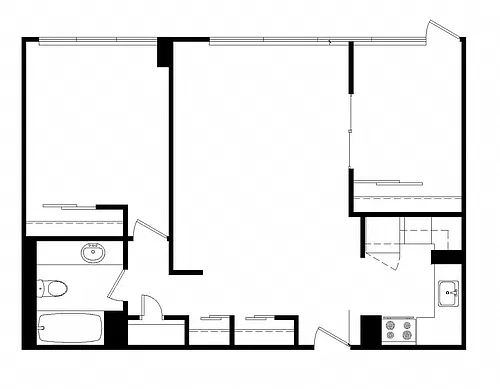 Floor plan 2 Bed 1 Bath H