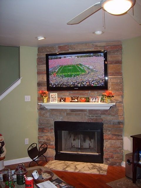 Stone Fireplace (50" Samsung Plasma TV)