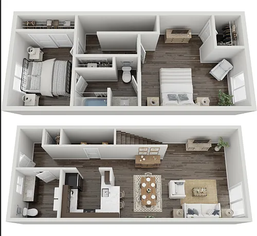 Floor plan Townhouse 2 Bed 1 Full 1 Half Bath