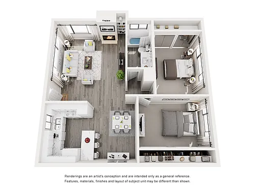 Floor plan 2BD, 1BTH B