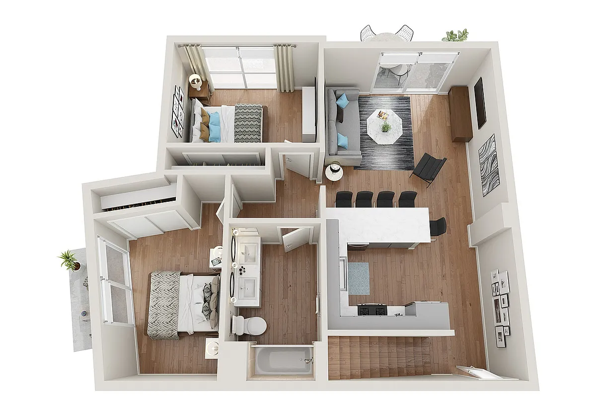 Floor plan 1x1 - Boba