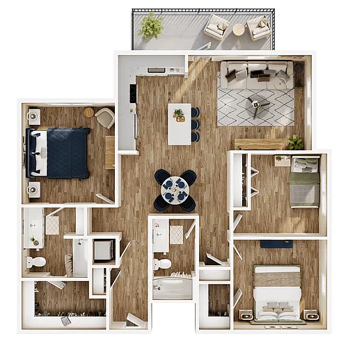 Floor plan The Sweetgrass 3x2