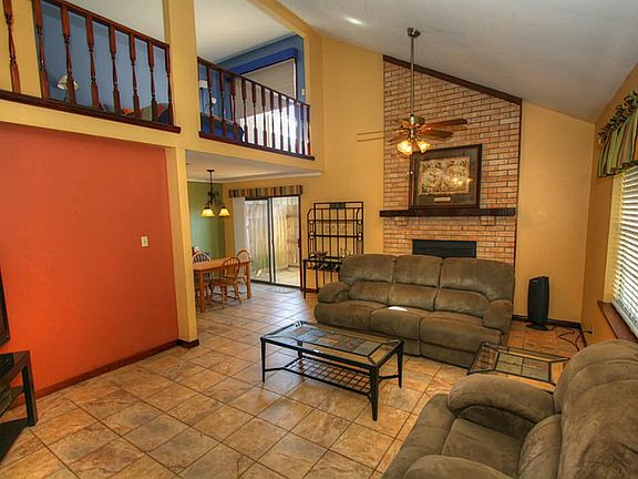 Tile floors through out the den and dining areas.