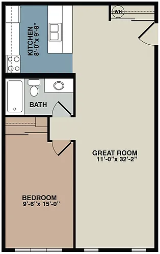 Floor plan 1A - 1 Bedroom