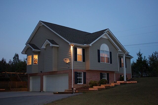 House with rope lighting : Custom walkway with rope lighting