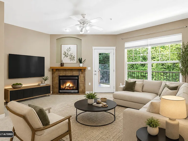 Living area with gas fire place