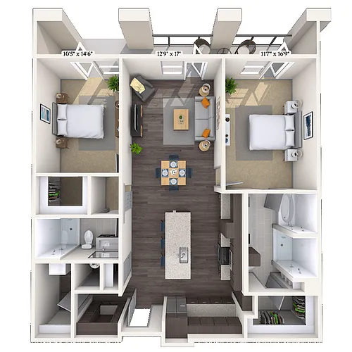 Floor plan Tradition 2x2 1298-1370 SF