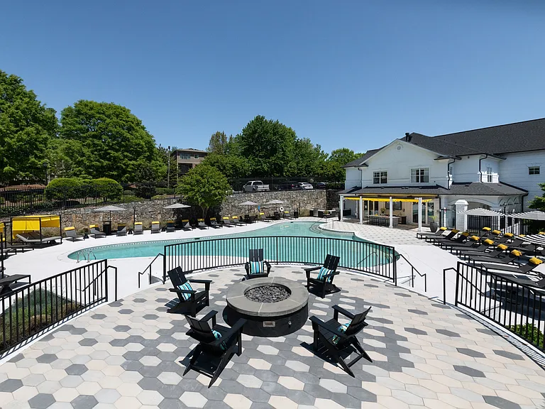Stone Fire Pit and Swimming Pool