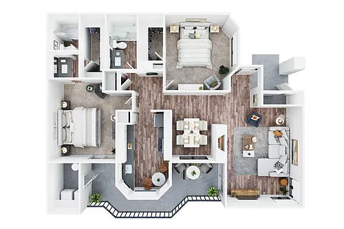 Floor plan Two Bedroom - Two Bathroom