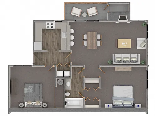 Floor plan 2 Bed + 1 Bath