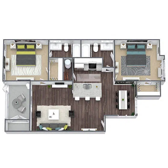 Floor plan 2 Bedroom 2 Bath