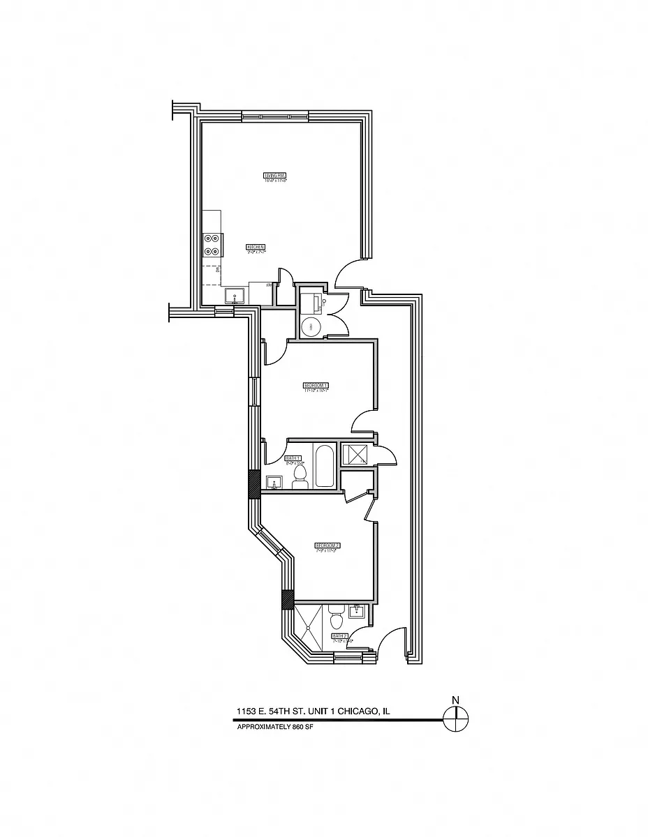 Floor plan 2 Bedroom - 2 Bathroom