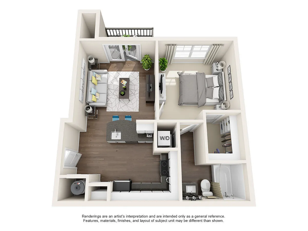 Floor plan 1BD/1BTH
