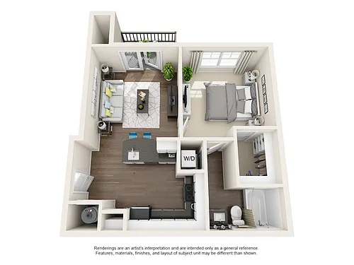 Floor plan 1BD/1BTH