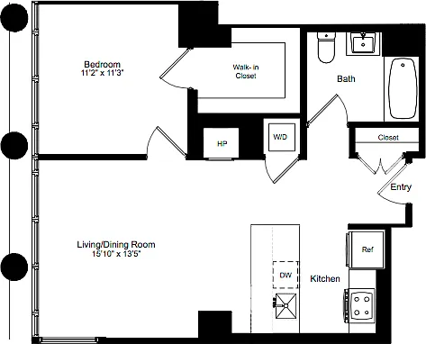 Floor plan One Bedroom M 13