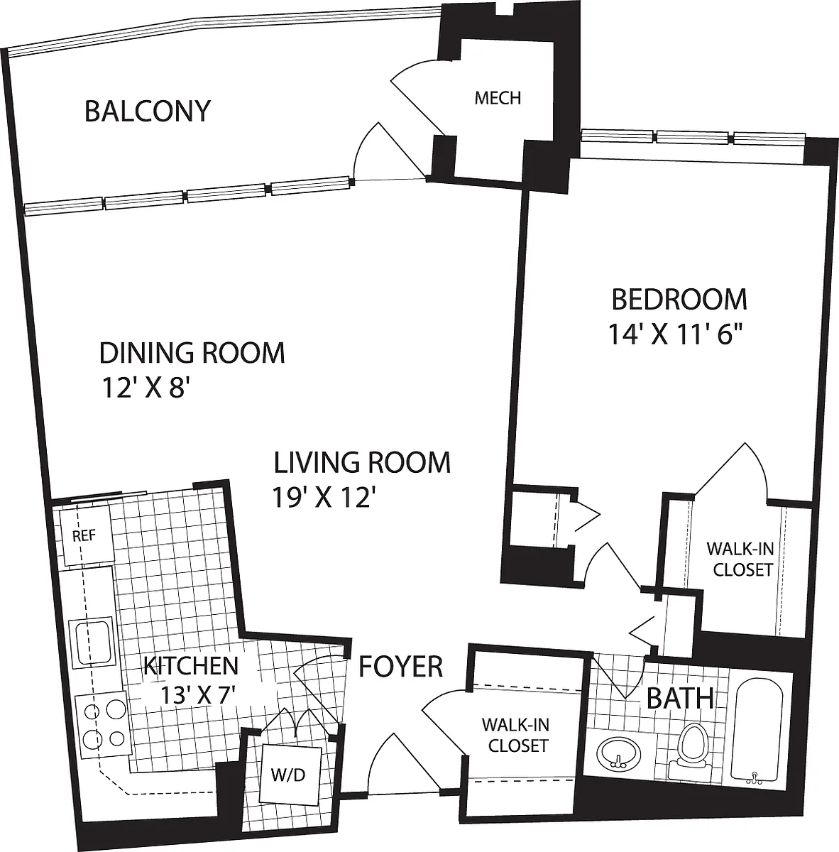 Floor plan 1 Bedroom K