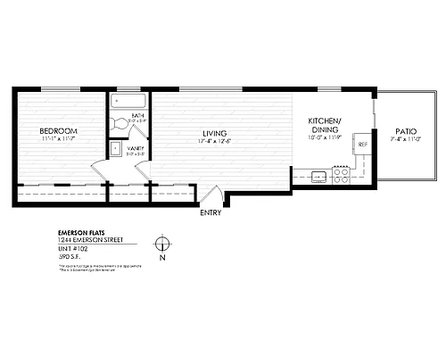 Floor plan One Bedroom, One Bath