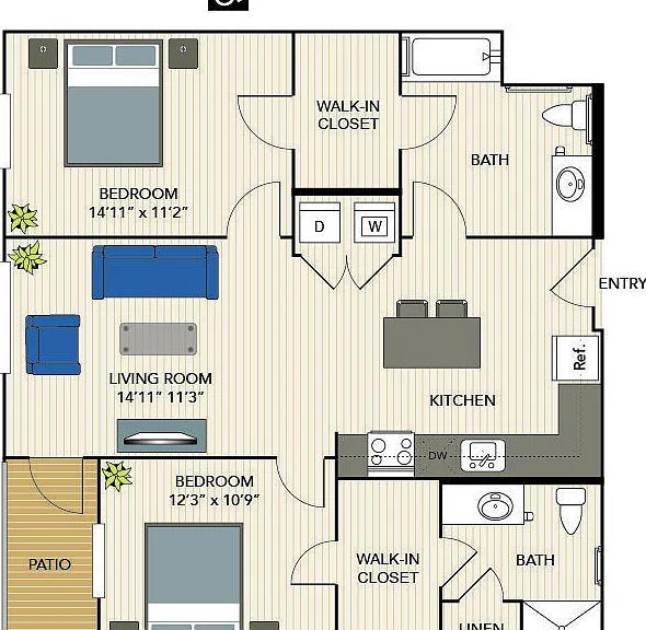 2E-A floor plan Sunnen Station Apartments