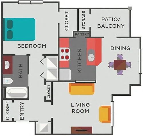 Floor plan The Sweetwater (1x1)