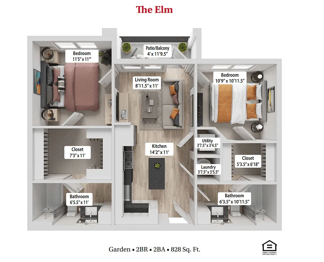 Floor plan The Elm - 60% AMI