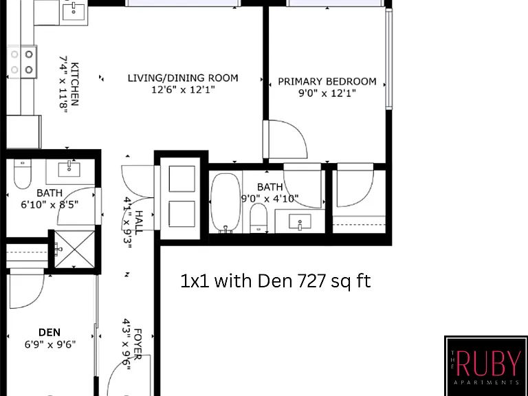 1x1 with Den l 727 sq ft l The Ruby 1x1 with Den l 727 sq ft l The Ruby