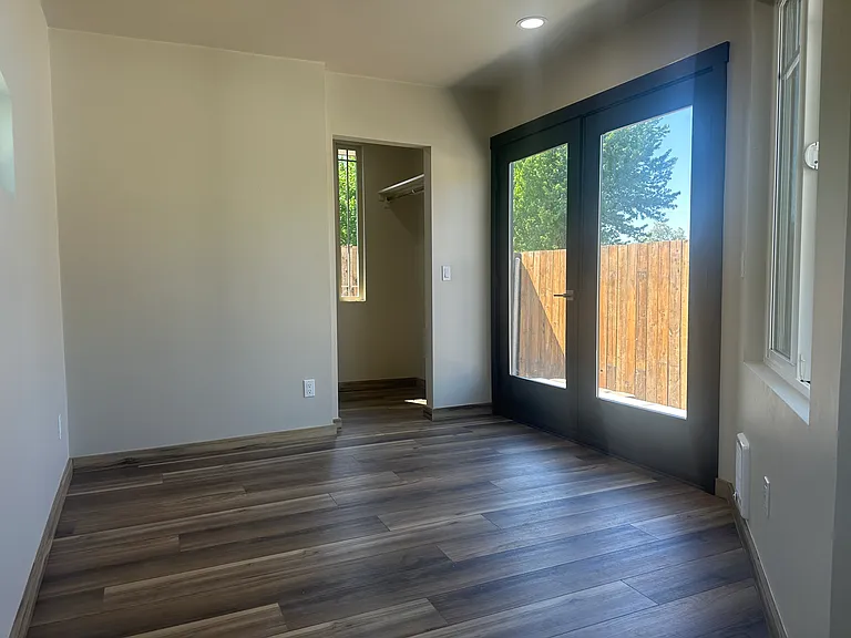 Double doors in bedroom