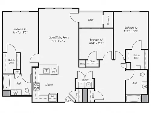 Floor plan 3 Bed/2 Bath-C2