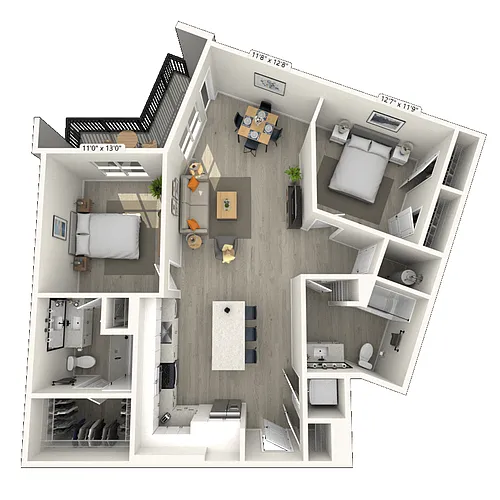 Floor plan B6 2x2 1162 SF-FP
