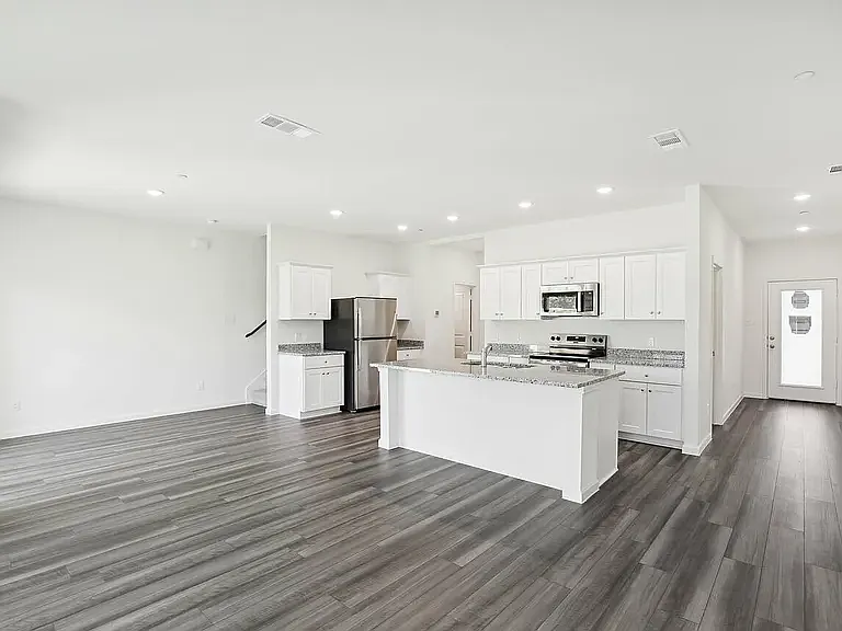 Kitchen with Granite Countertops and Island