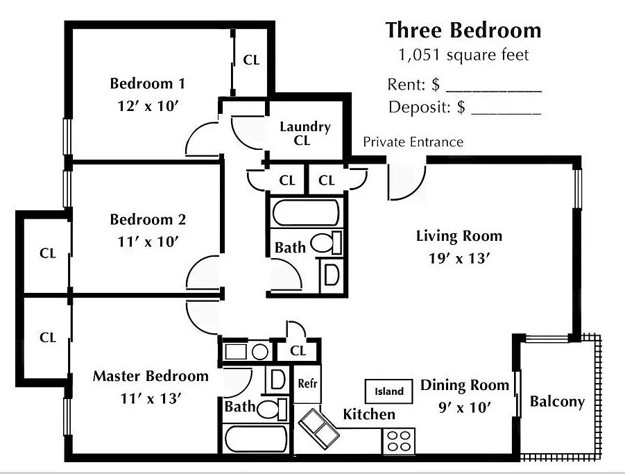Floor plan 3-Bedroom