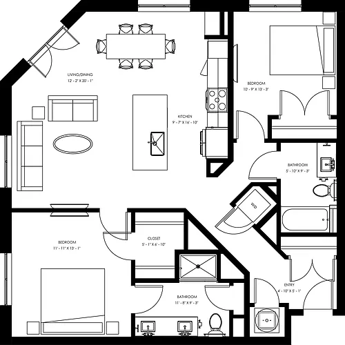 Floor plan B4 - Two Bedroom