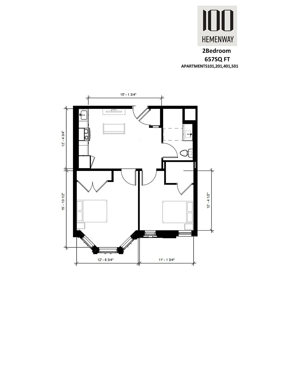 Floor plan 2 Bedroom 01 Stack